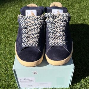EUC - Lanvin Navy Suede Curb Lite Sneakers Sz 44/